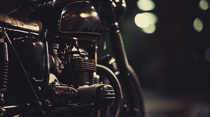 wallpaper cafe racer motocycle dark - obrazy, fototapety, plakaty