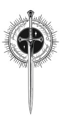 Lord Rings - sword - with Ring magic , vector - obrazy, fototapety, plakaty