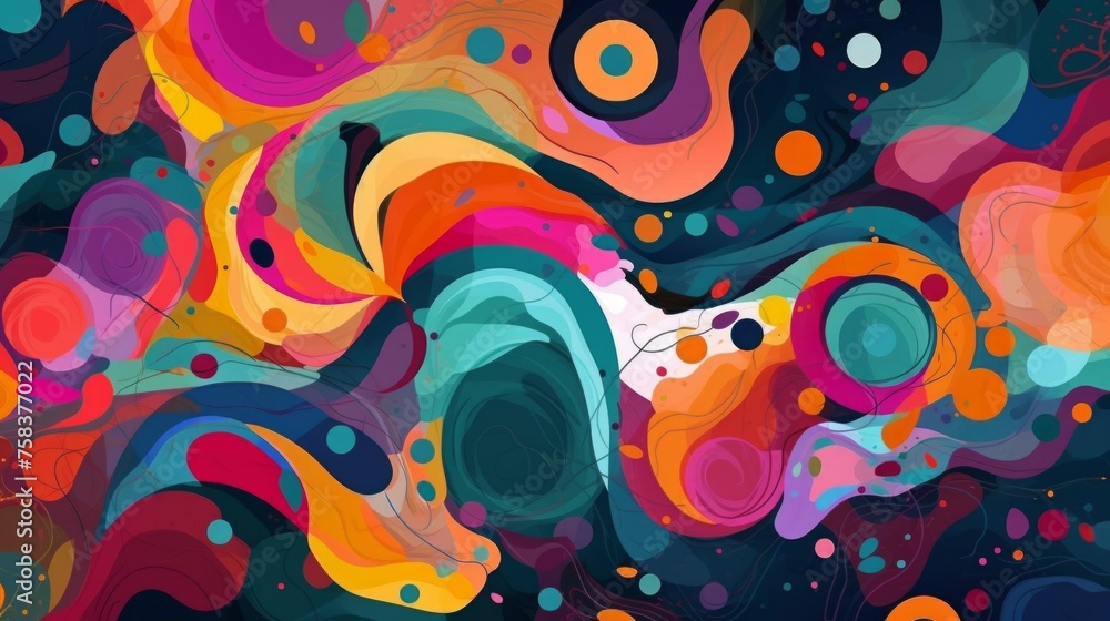 Poster dynamic abstract background showcasing lively colors and shapes. artistic expression.