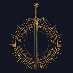 Lord Rings - sword - with Ring magic , vector