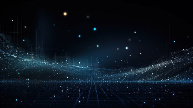 Abstract background representing data particles in a technological environment, each particle conveying a unique piece of information