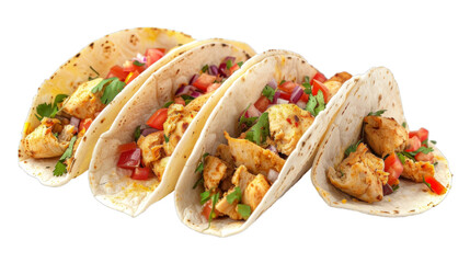 Chicken Tacos isolated on transparent png background. Generative ai 