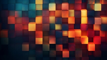 A mesmerizing abstract pattern with cubic forms in a warm spectrum of colors, reminiscent of glowing embers