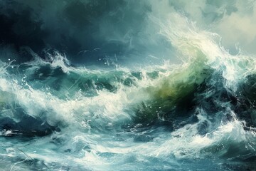 Fototapeta premium Texture of stormy waves: Dynamic portrayal of nature's turbulent beauty.