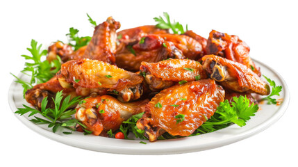 Chicken Wings Various Flavors isolated on transparent png background. Generative ai 