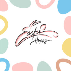 Happy Easter. Hand drawn elegant modern vector calligraphy. Inscription in the form of rabbit.