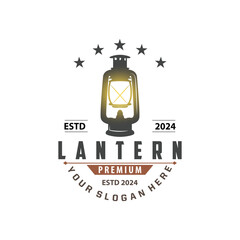 Lantern Logo Design Street Lamp Old Classic Vintage Minimalist Illustration Template