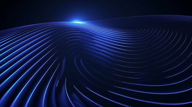 Sleek Geometric Elegance: Glowing circle lines over a dark blue geometric stripe background.
