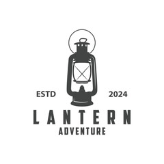Lantern Logo Design Street Lamp Old Classic Vintage Minimalist Illustration Template