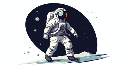 A friendly astronaut bouncing on the moon. 