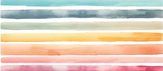 A liquid mixture of tints and shades creates a vibrant display of colorful watercolor stripes on a...
