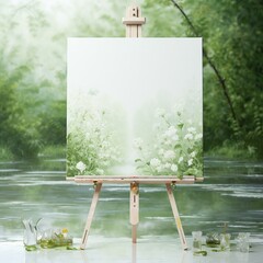 easel with blank canvas