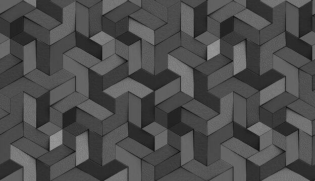 3D Wallpaper origami mosaic of black particles of stucco and leather material