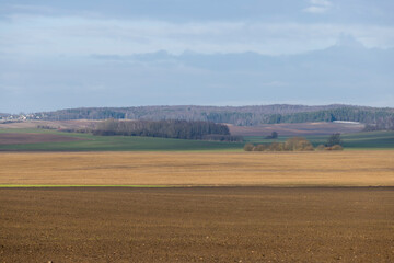 agricultural fields in winter after the snow melts