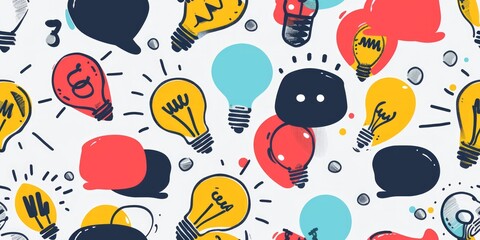speech bubble and lightbulb icons, seamless tile pattern business ideas