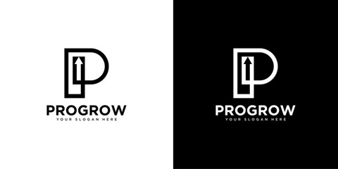 initial letter P growth logo design template element