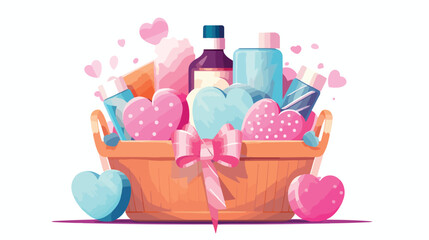 A gift basket filled with self-care products like b