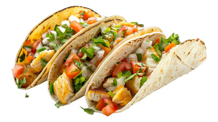 Fish Tacos isolated on transparent png background. Generative ai 