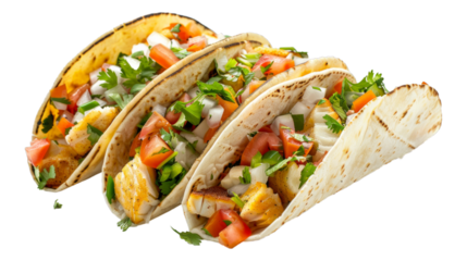 Fish Tacos isolated on transparent png background. Generative ai 