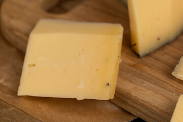 milk cheese with flavor and pieces of mushrooms