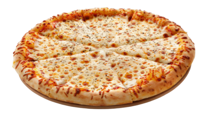 Four Cheese Pizza isolated on transparent png background. Generative ai 