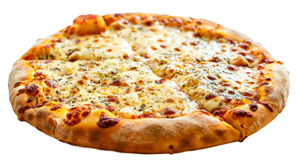 Four Cheese Pizza isolated on transparent png background. Generative ai 