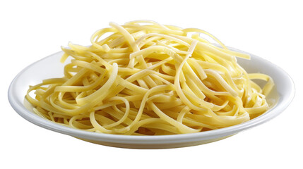 Garlic and Herb Spaghettion a plate isolated on transparent png background. Generative ai 