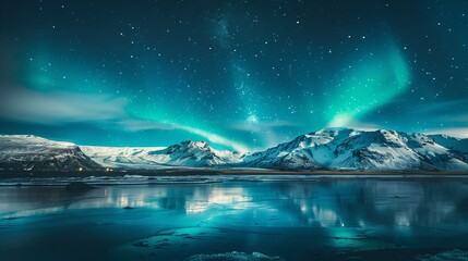 Naklejka premium landscape with lake and mountains