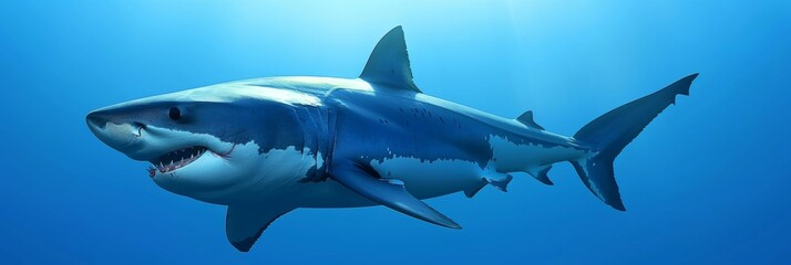 Marine wildlife  blue shark in its natural ocean habitat, underwater nature scene