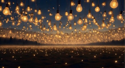 Fototapeta na wymiar Millions of lightbulbs shining in the sky