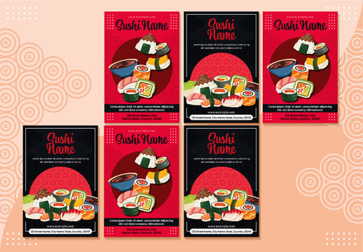 Sushi Black and Red Poster