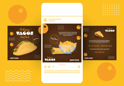 Tacos And Nachos Mexican Fast Food Square Posts Social Media 