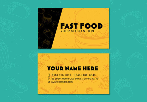 Black and Yellow Illustrative Fast Food
