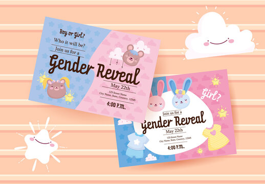 Pink and Blue Cute Invitation