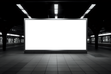 Monochrome Train Station Billboard Mockup.

A high-contrast monochrome image of a large billboard at a train station, ideal for advertising mockups and urban design presentations.