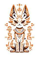 Fototapeta na wymiar Ancient Civilization Inspired Cat Totem.A stylized cat totem drawing inspiration from ancient civilization art, perfect for historical themes, cultural designs, and mystical illustrations.