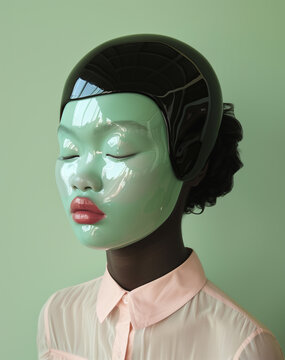Surreal female portrait with religious overtones. Generative AI image