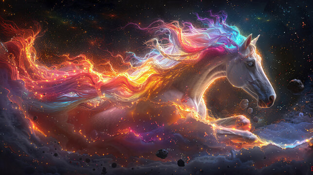 Colorful and magical horse.