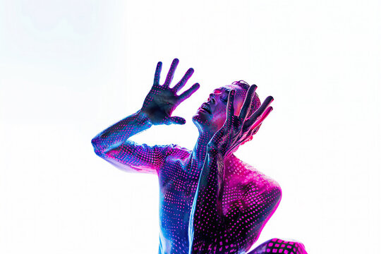Man Raising Hands. Generative AI