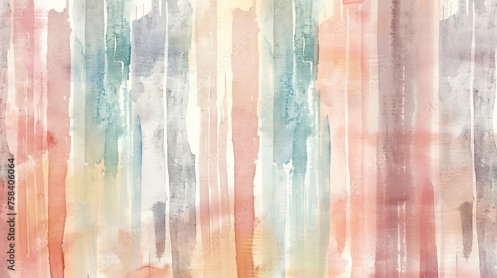 Poster abstract watercolor stripes in soft, muted colors, creating a delicate and artistic background patte