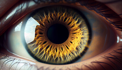 Close up of human eye with abstract patterns  - obrazy, fototapety, plakaty