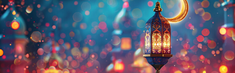 Islamic lantern wallpaper for Ramadan and religious holidays - obrazy, fototapety, plakaty
