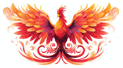 A majestic phoenix rising from the ashes with vibrant