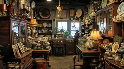 Christian antique store offering timeless treasures and serene shopping experience - obrazy, fototapety, plakaty