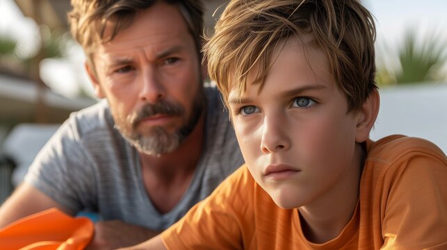 Father and Son Bonding Over Backyard Tent Setup