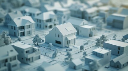 Model of a house and a settlement - obrazy, fototapety, plakaty