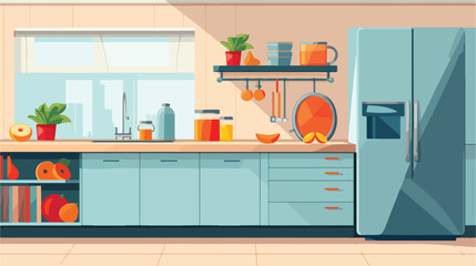 A modern kitchen with sleek appliances and fresh fr