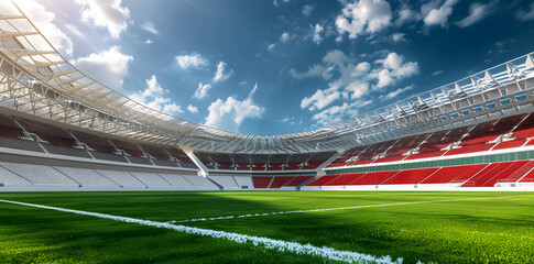 field view of an empty modern soccer stadium