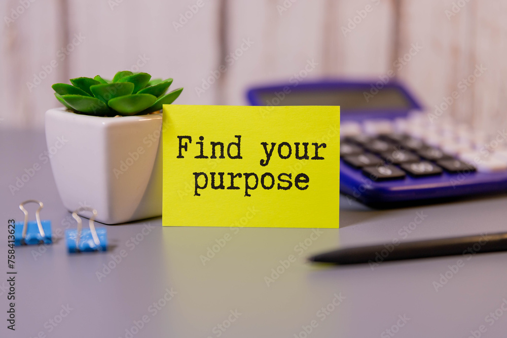 Poster find your purpose text written on card
