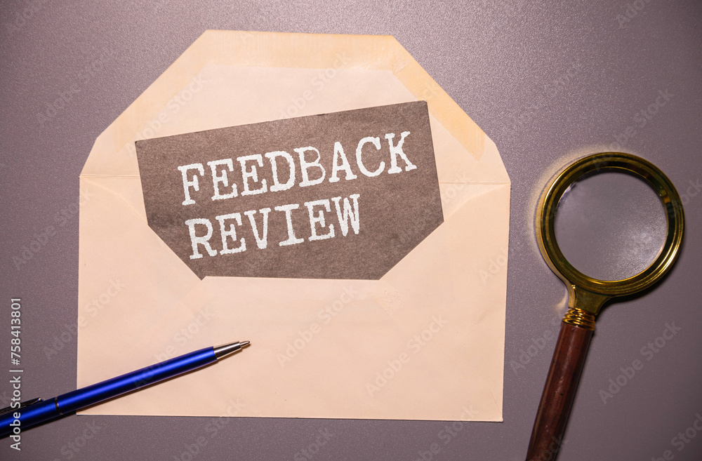 Poster feedback word made with building blocks.
